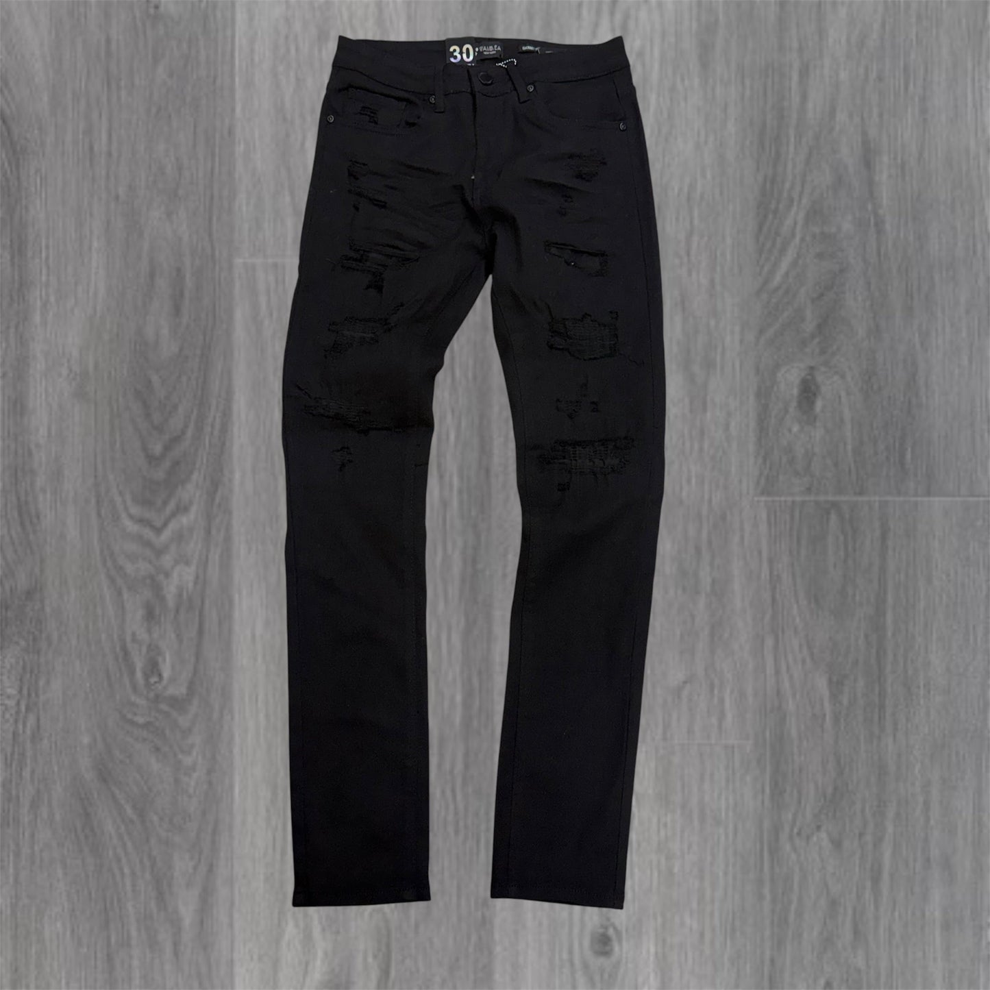 W - Distress Skinny Fit Denim - Jet Black - M8770