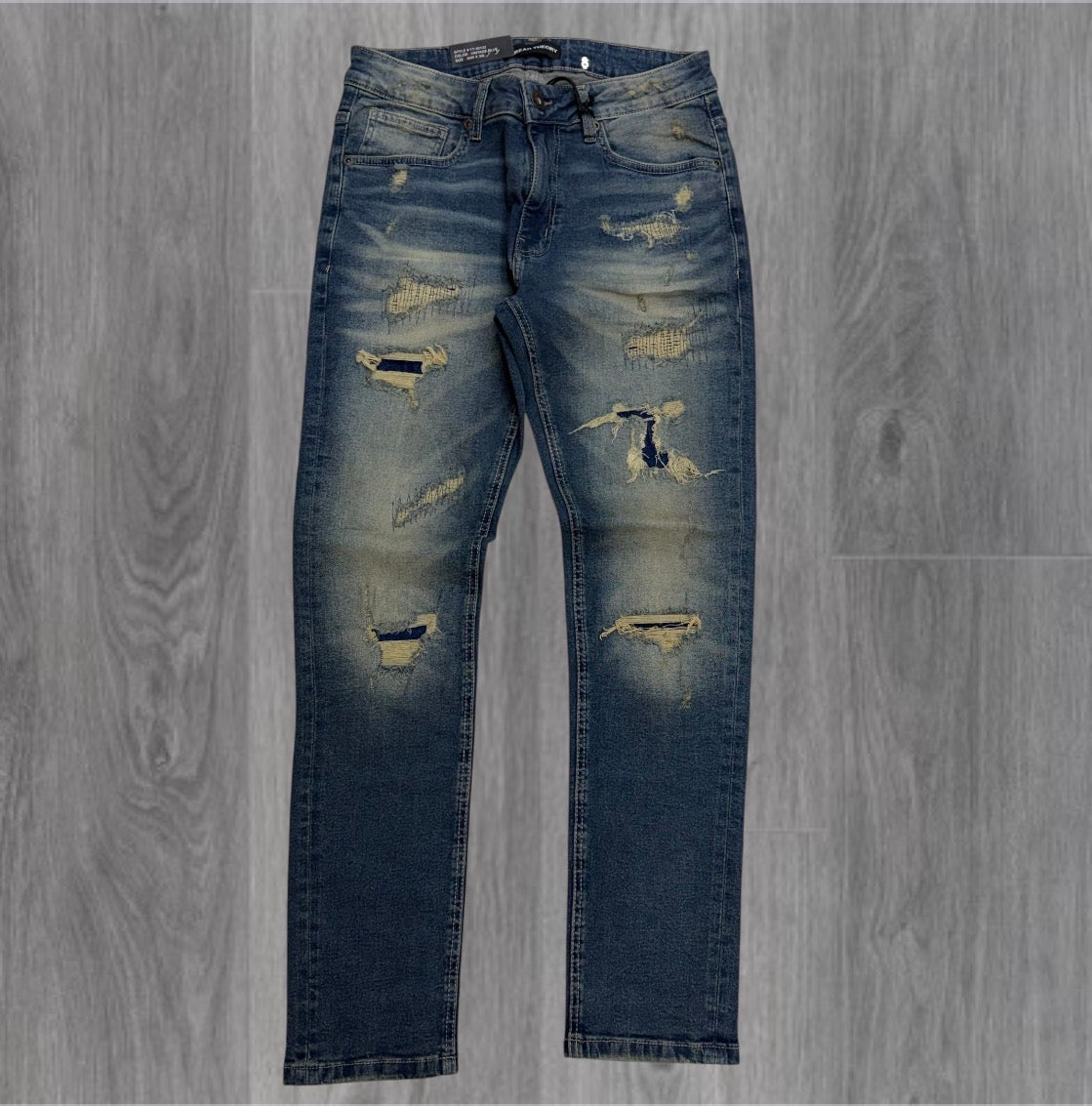 Threads - Slim Fit Distress Denim - Vintage Blue - 50132 zi