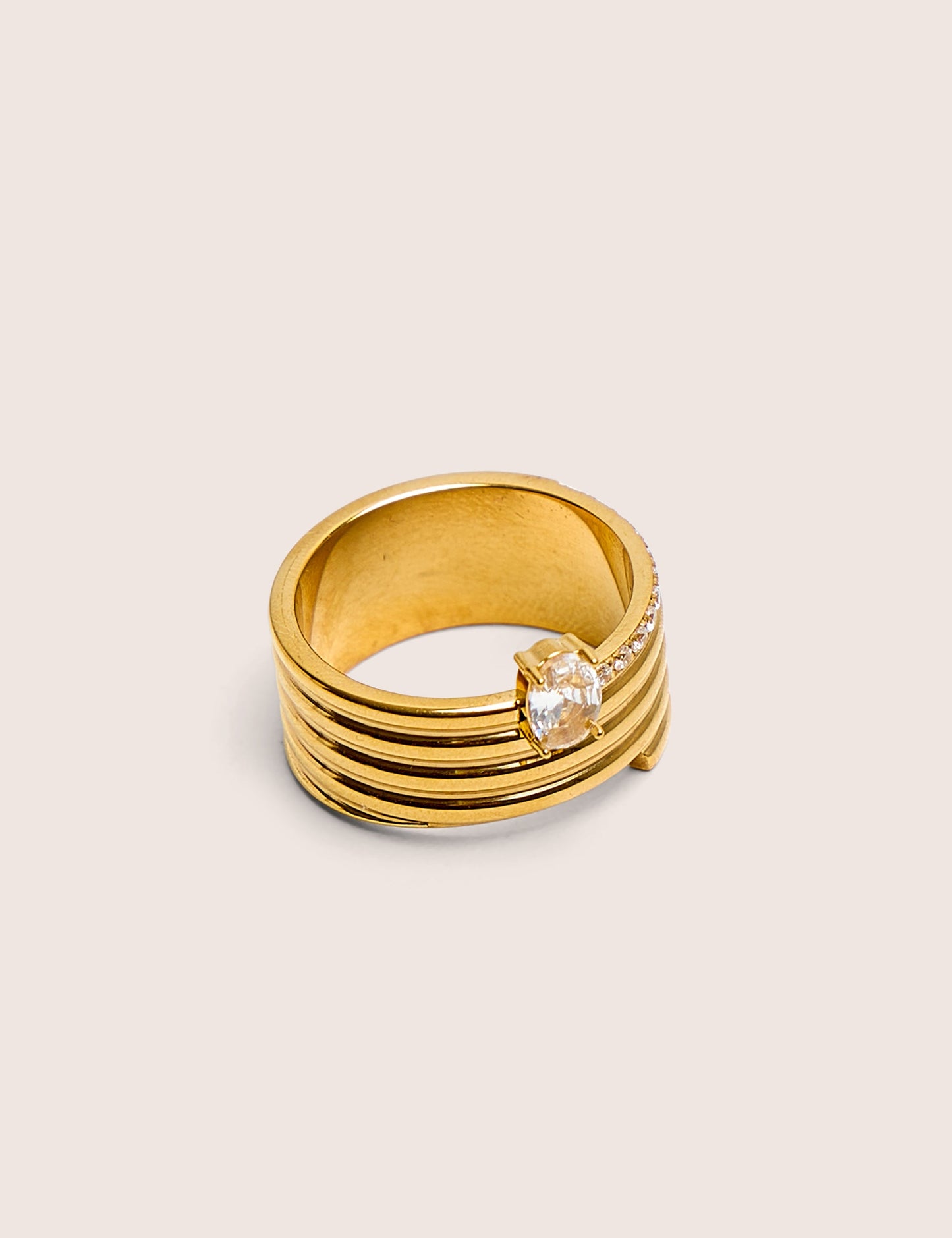 Layered Gold Ring With Diamante Detail