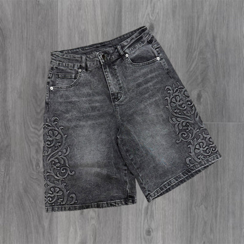 SYN - Legacy Emboss Denim Shorts - Dk Grey Wash