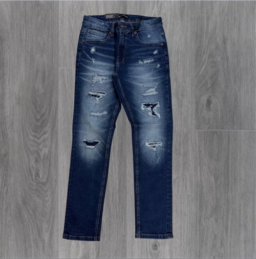 Threads - Slim Fit Distress Denim - Blue - 50132 zi