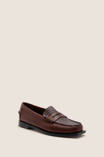 Brown Madison Crocodile Loafers