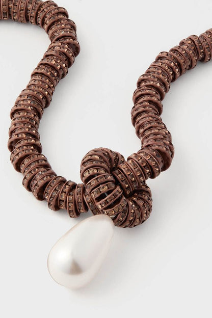Brown Pearl Drop Necklace