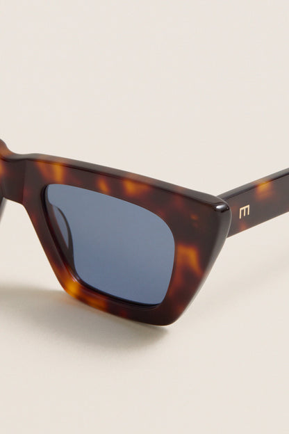 Brown Tortoise Dark Blue Lens Lori Sunglasses