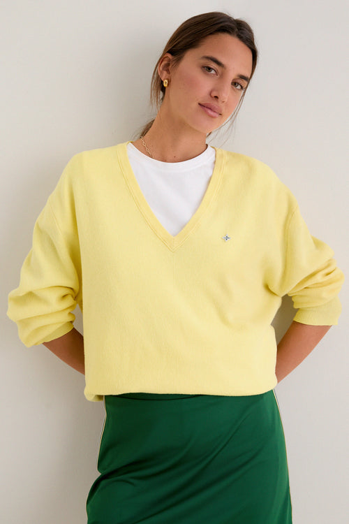 Butter Yellow Wilma V-Neck Sweater