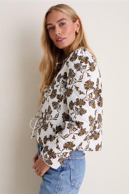 Brown & Blue Floral Skye Quilted Jacket