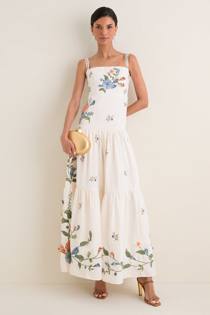 Brisa Embroidered Lima Maxi Dress
