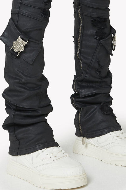 GUAPI - stacked Waxed Black Ops Denim - Black