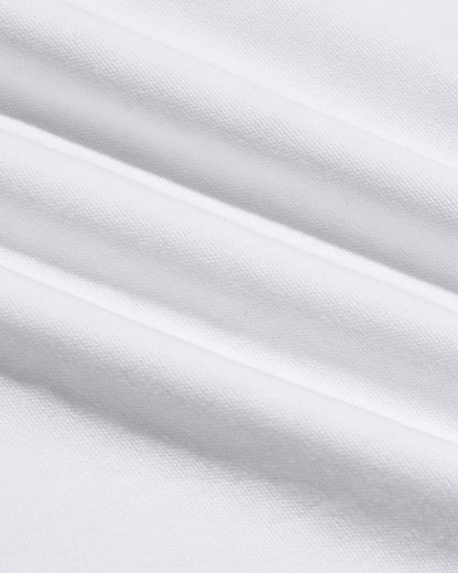 White Tall Pima Cotton Blend Curved Hem Crew
