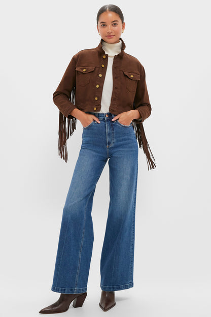 Brown Koda Crop Fringe Jacket