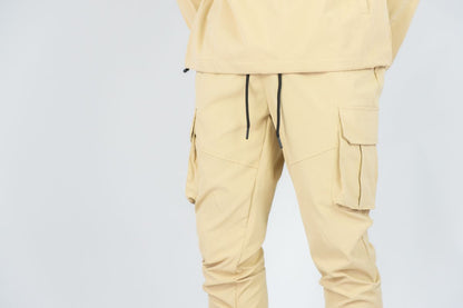 R - Stacked Flare Nylon Cargo - Khaki- 422
