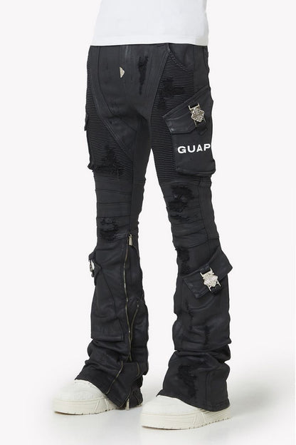 GUAPI - stacked Waxed Black Ops Denim - Black