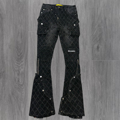 GUAPI - Stacked Obsidian Embellish Denim - Black Coffin