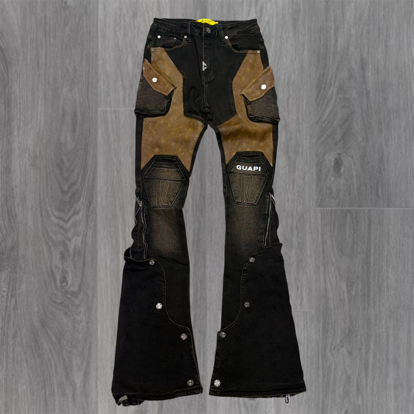 GUAPI - Stacked Cowhide Denim - Brown