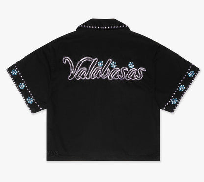 Valabasas Gem woven Button Down shirt Black 1005
