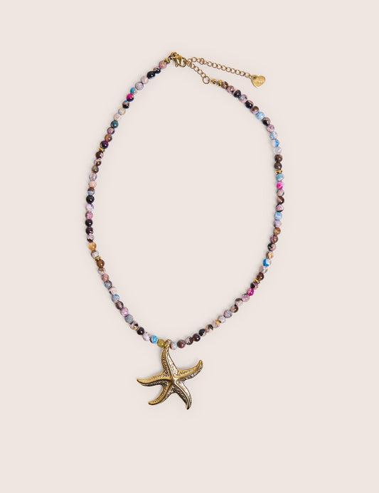 Multi Coloured Beaded Starfish Detail Necklace