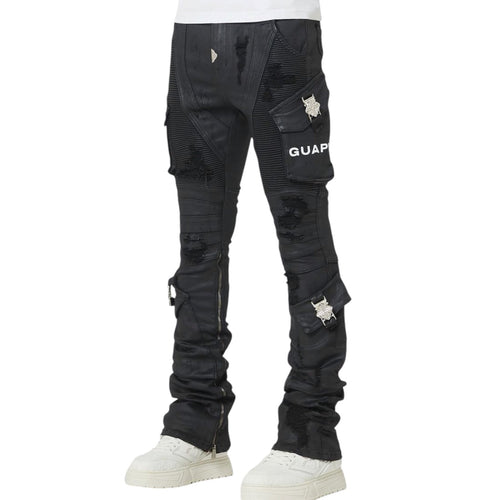 GUAPI - stacked Waxed Black Ops Denim - Black