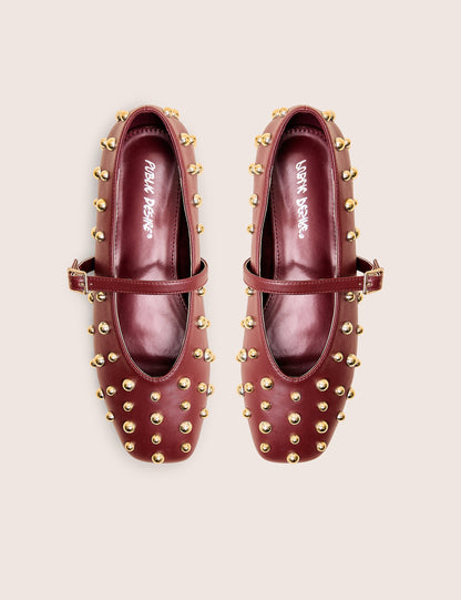 Elsie Burgundy Studded Ballerina Flats