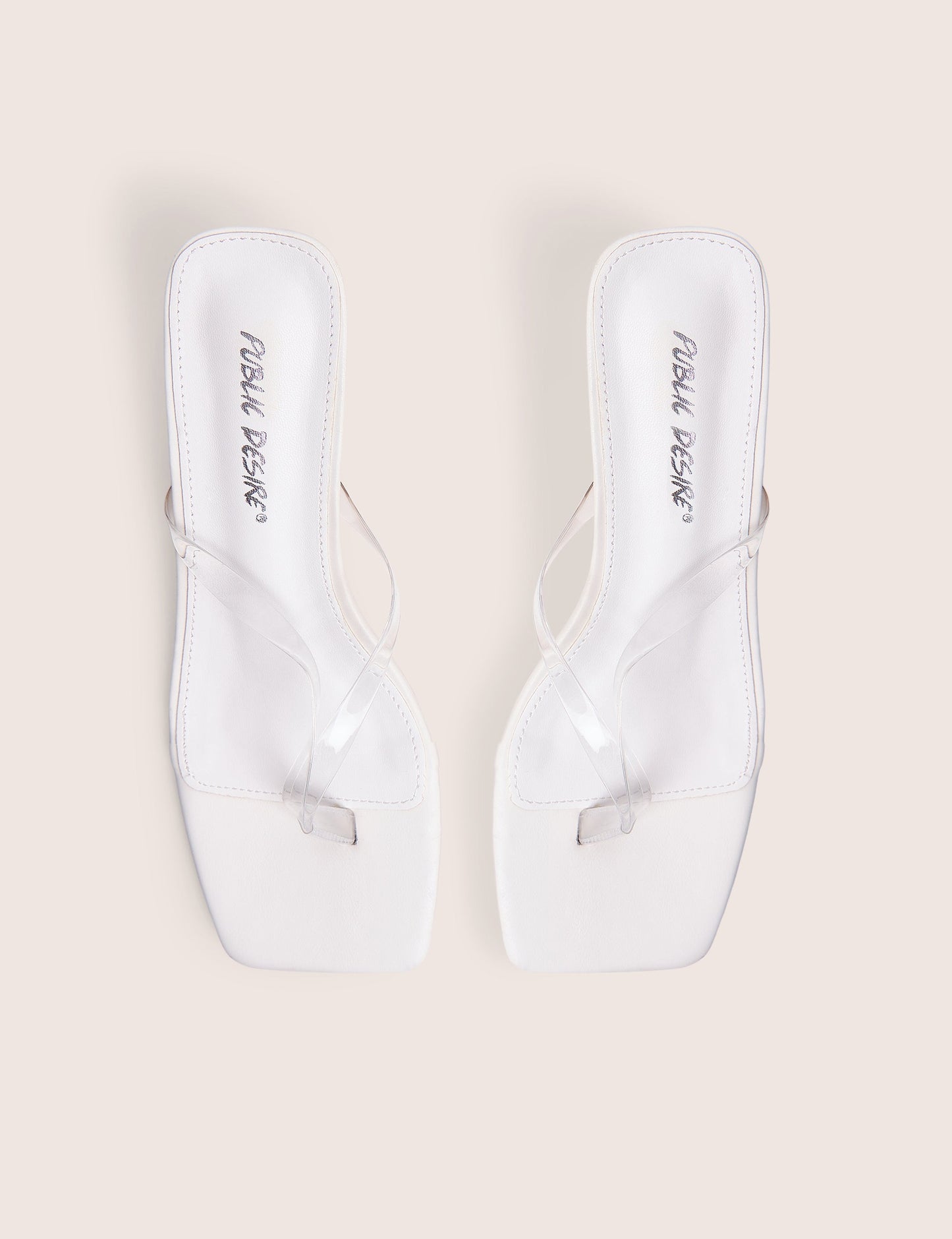 Everlast White Perspex Thong Flip Flop Heels