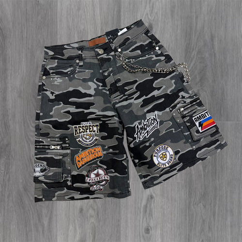 Elite - Patch Work Denim Shorts - Night Camo 19488