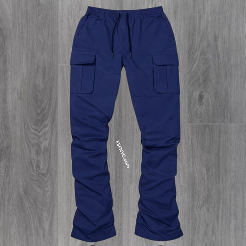 R - Stacked Flare Nylon Cargo - Navy - 422