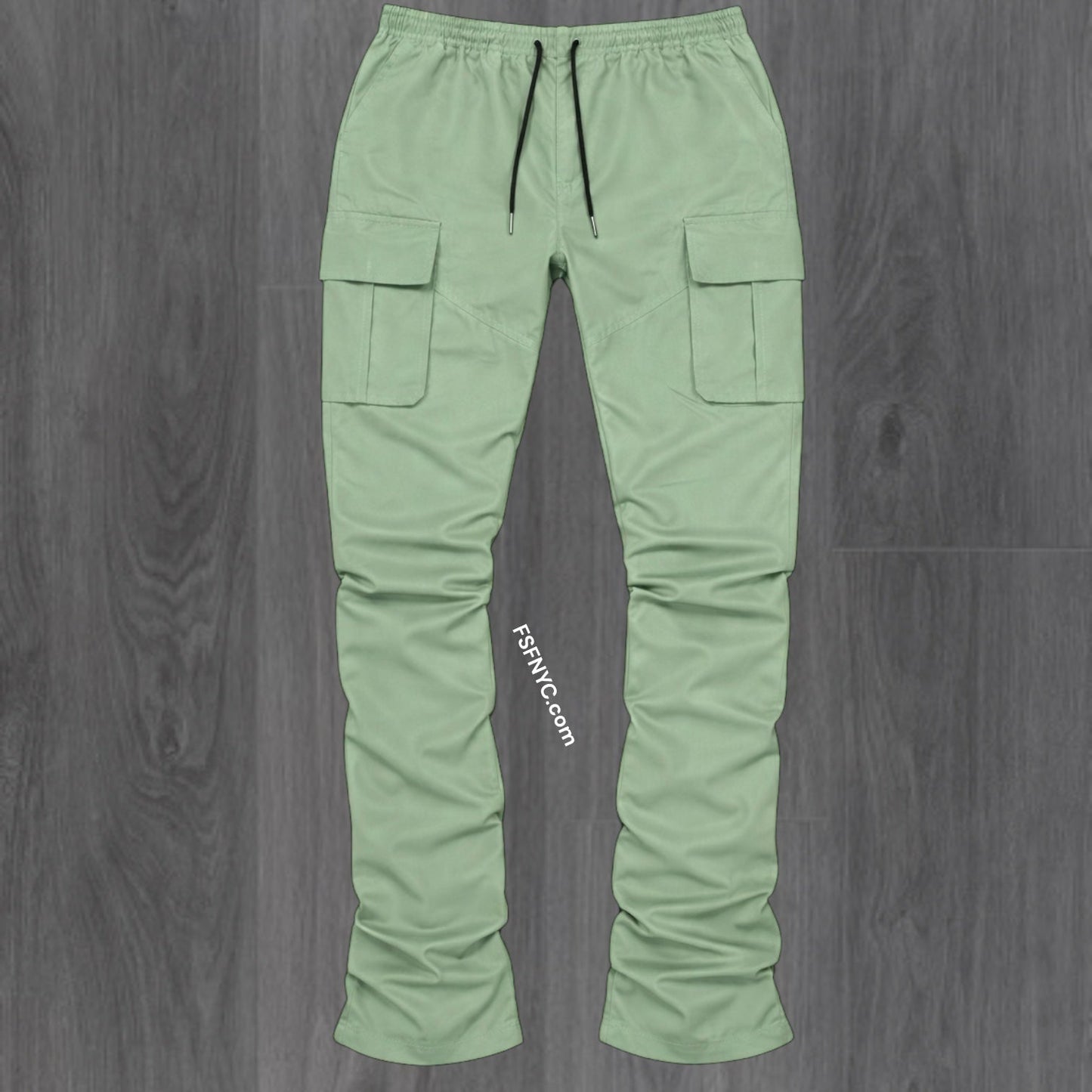 R - Stacked Flare Nylon Cargo - Sage Green - 422