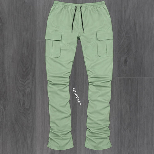 R - Stacked Flare Nylon Cargo - Sage Green - 422