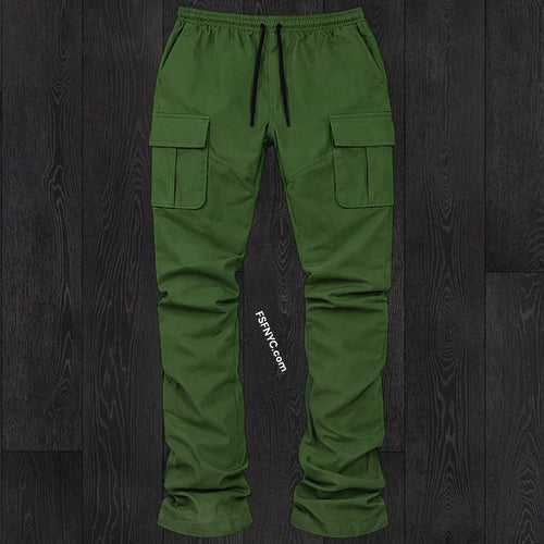 R - Stacked Flare Nylon Cargo - Olive - 422