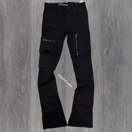 L - Stacked utility Pants - Jet Black - 7095 ( size 30 only)