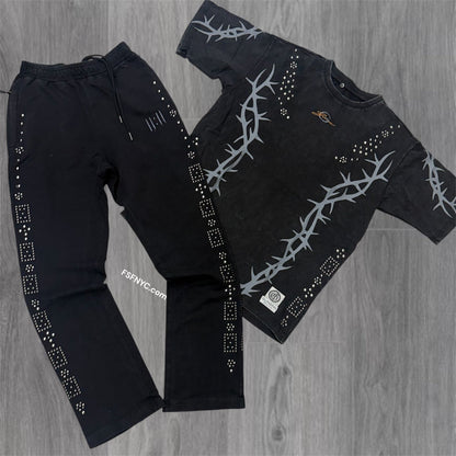 Gunzini - Stacked Pants-T-shirt Set - Black 731 732