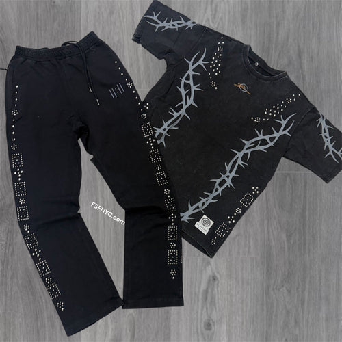 Gunzini - Stacked Pants-T-shirt Set - Black 731 732