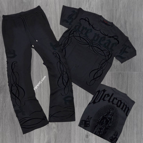 RP - SET - Dark Age Flare Pants &Tee - Dk Grey - 6073