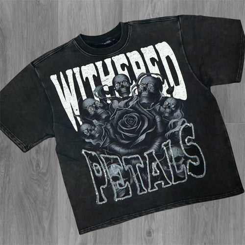 Withered Petals T-shirt - Black - 11132