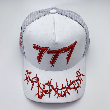 Hudson - “Chains” 777 Trucker hat - White Red V2