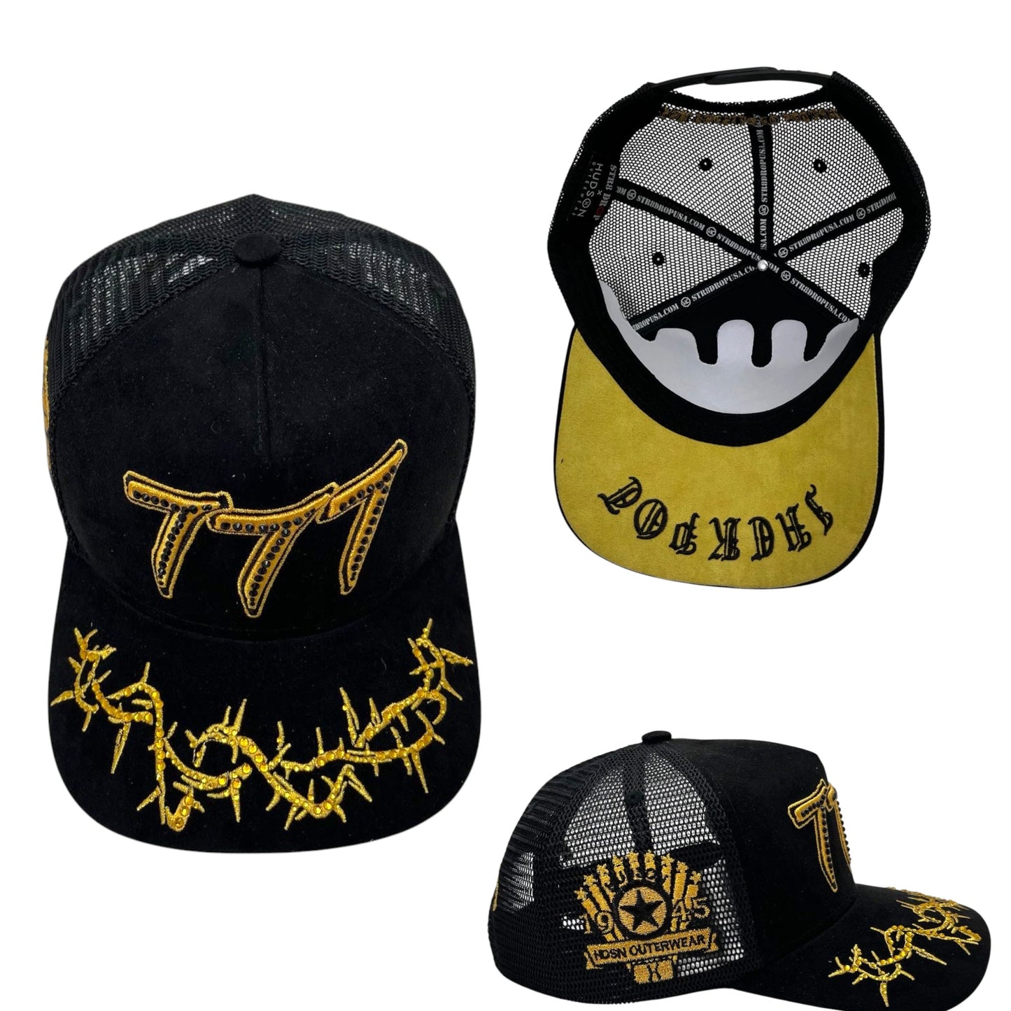 HDSN - “Chains” 777 Trucker hat - Black/Gold V2