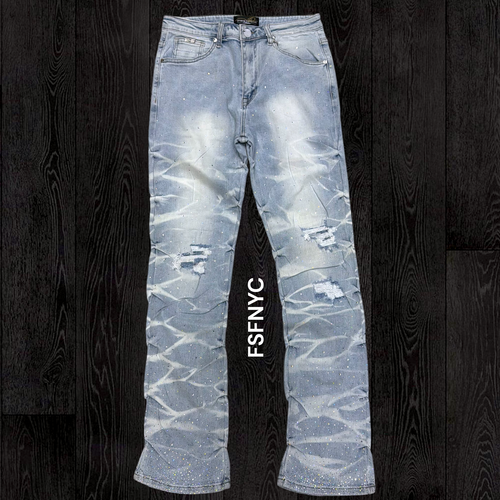 Milano - Stacked Rhinestone Denim - MD Blue 119