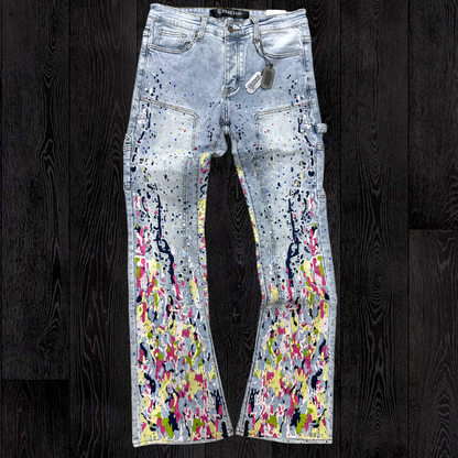 TRNCHS - Stacked Rhinestones Painter Denim - L.Blue - 0029