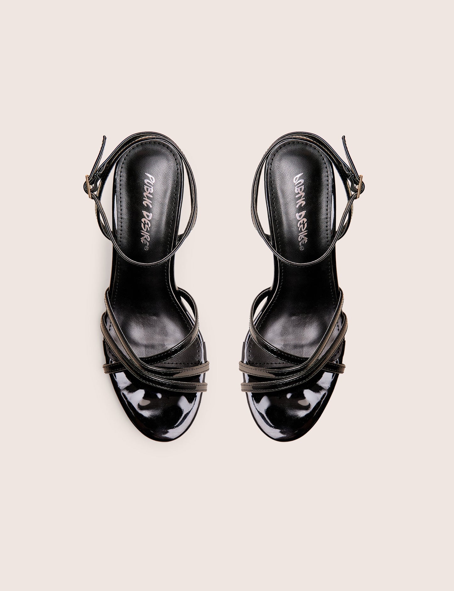 Juliette Black Minimal Strap Detail Kitten Heels