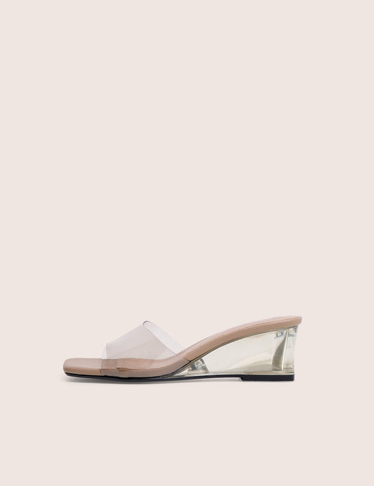 Juno Grey Perspex Slip on Mule Heels