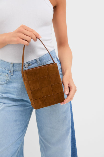 Cacao Laith Woven Top Handle Bag