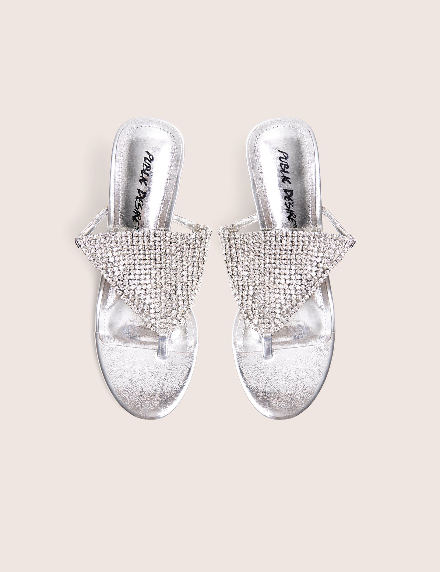 Mima Silver Diamante Embellished Kitten Heels