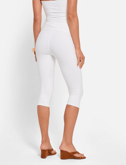 High Waist Luxe Slinky Capri Pants White