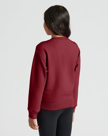 Girls Deep Emerald & Dark Maroon Slouch Pullover Crew 2-Pack