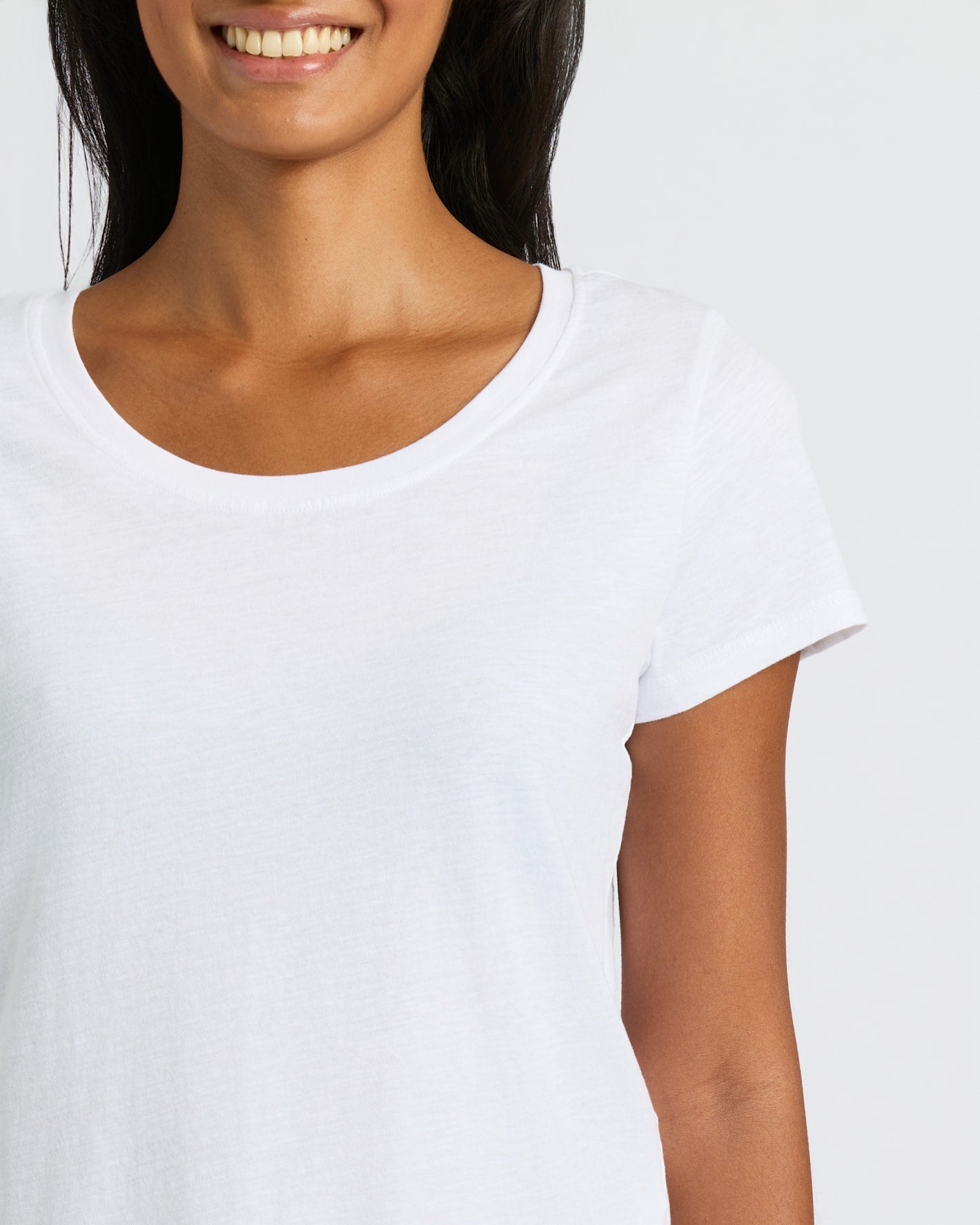 Womens White Slub Scoop Neck Tee 2-Pack