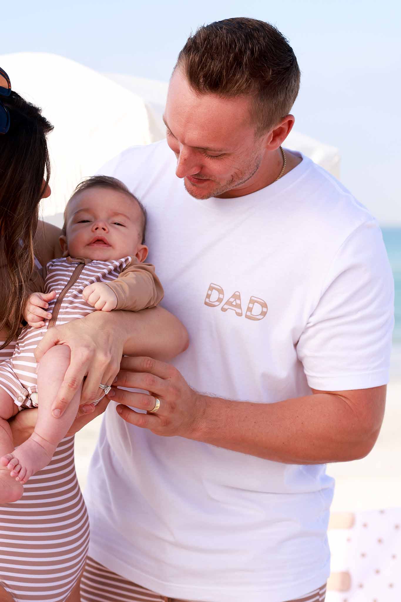 Sandy Stripes Dad Graphic Tee | White